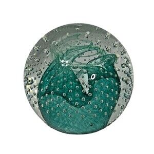 Swirling Turquoise in a Sea of Bubbles Caithness Caldron Numbered Paperweight